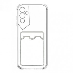 Накладка силиконовая с визитницей и защитой камеры для Tecno POVA 4 Pro, прозрачный