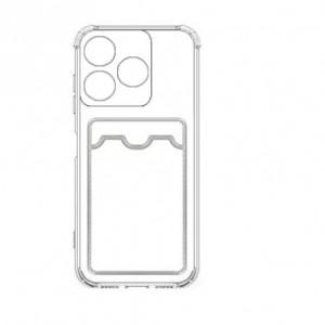 Накладка силиконовая с визитницей и защитой камеры для Tecno Spark 10/Spark 10C, прозрачный