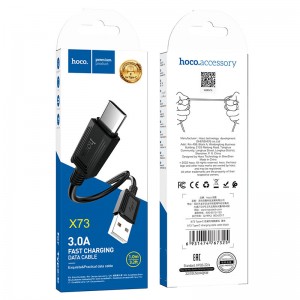 Кабель USB - Type-C HOCO X73, 1.0м, круглый, 3A, силикон, цвет: чёрный