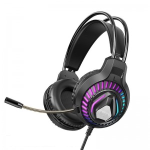 Наушники полноразмерные HOCO ESD12, подсветка, Jack 3.5мм, 1.8 м, цвет: черный