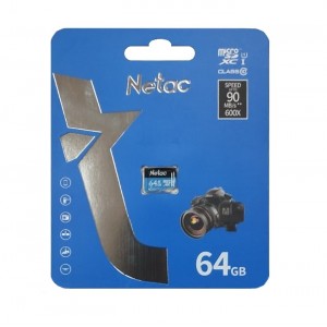 Карта памяти MicroSD 64GB Netac P500 Standard  Class 10 UHS-I (90 Mb/s) без адаптера