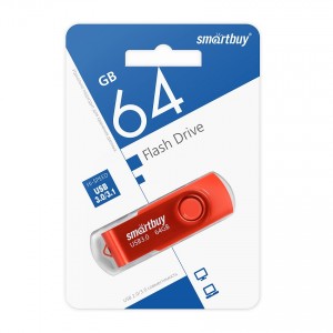 Флеш-накопитель 64Gb SmartBuy Twist, USB 3.0, пластик, красный