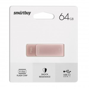Флеш-накопитель 64Gb SmartBuy M1 Metal, USB 3.0/3.1, метал, розовый