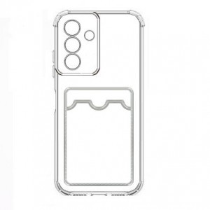 Накладка силиконовая с визитницей и защитой камеры для Tecno POVA 4, прозрачный