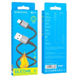 Кабель USB - 8 pin Borofone BX83, 1.0м, 2.4A, цвет: черный
