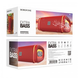 Колонка портативная Borofone, BR32,пластик, Bluetooth, FM, AUX, microSD, цвет: красный
