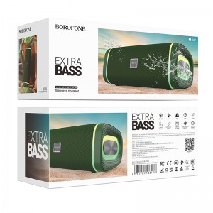 Колонка портативная Borofone, BR32,пластик, Bluetooth, FM, AUX, microSD, цвет: темно-зеленый