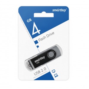 Флеш-накопитель 4Gb SmartBuy 4GB Twist, USB 2.0, пластик, черный (SB004GB2TWK)