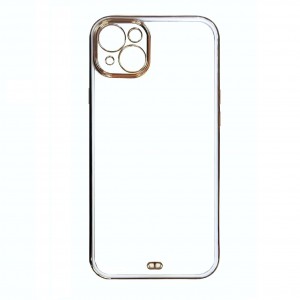 Накладка силиконовая с металическим ободком (технология 6D) для iPhone 14 Plus (6.7), белый