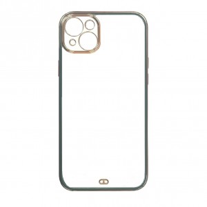 Накладка силиконовая с металическим ободком (технология 6D) для iPhone 14 Plus (6.7), зеленый