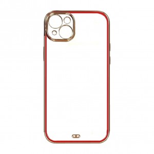 Накладка силиконовая с металическим ободком (технология 6D) для iPhone 14 Plus (6.7), красный