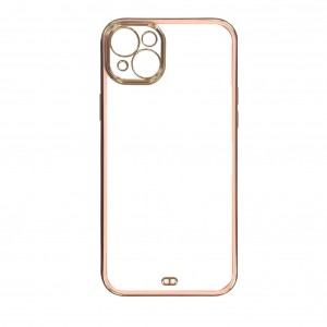 Накладка силиконовая с металическим ободком (технология 6D) для iPhone 14 Plus (6.7), розовый