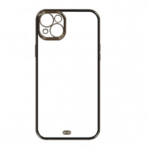 Накладка силиконовая с металическим ободком (технология 6D) для iPhone 14 Plus (6.7), черный