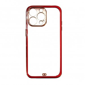 Накладка силиконовая с металическим ободком (технология 6D) для iPhone 14 Pro Max (6.7), красный