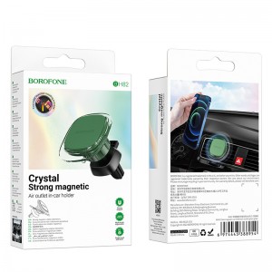 Держатель автомобильный Borofone BH82 Clear, для смартфона, пластик, воздуховод, цвет: чёрный, зелёный
