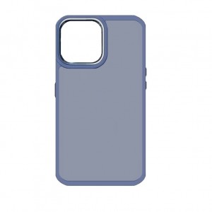 Накладка с силиконовыми краями для iPhone 12 Pro Max (6.7) прозрачно-матовая, серо-голубой