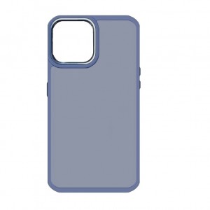 Накладка с силиконовыми краями для iPhone 15 Pro Max прозрачно-матовая, серо-голубой