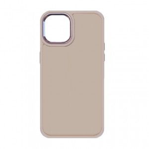 Накладка с силиконовыми краями для iPhone 15 прозрачно-матовая, розовый