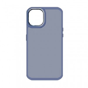Накладка с силиконовыми краями для iPhone 15 прозрачно-матовая, серо-голубой