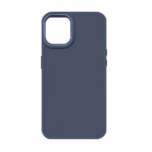 Накладка с силиконовыми краями для iPhone 15 прозрачно-матовая, темно-синий