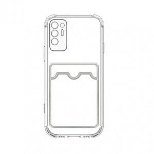 Накладка силиконовая с визитницей и защитой камеры для Tecno Pova 2, прозрачный