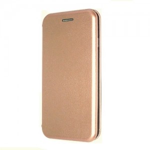 Чехол книжка на силиконовой основе и магните для Tecno Spark 7 Book, с округленными краями, розовое золото