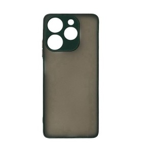 Накладка пластиковая с силиконовыми краями прозрачно-матовая для Tecno Spark 10 Pro, темно-зеленый