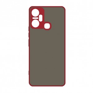 Накладка пластиковая с силиконовыми краями прозрачно-матовая для Infinix Smart 6 Plus, красный