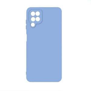 Чехол силиконовый без бренда для SAMSUNG Galaxy A12/M12, Silicon Case Full, тонкий, непрозрачный, матовый, цвет: светло-голубой