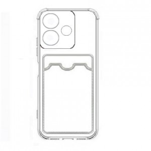 Накладка силиконовая с визитницей и защитой камеры для Infinix Hot 30i, прозрачный