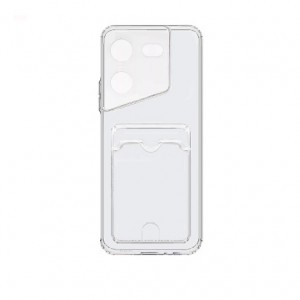 Накладка силиконовая с визитницей и защитой камеры для Tecno Pova 5, прозрачный