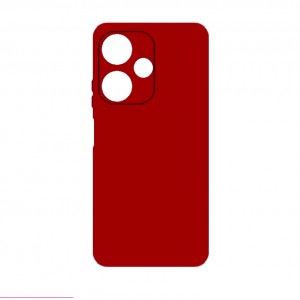 Накладка силиконовая матовая с бархатом внутри и усиленной защитой камеры для Infinix Hot 30i, в техпаке, красный