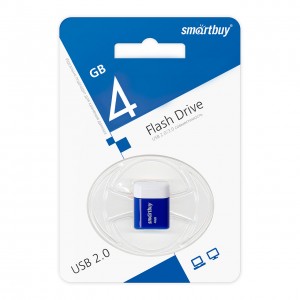 Флеш-накопитель 4Gb SmartBuy LARA, USB 2.0, пластик, синий