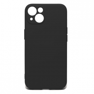 Накладка силиконовая матовая с защитой камеры для iPhone 15 Plus, черный