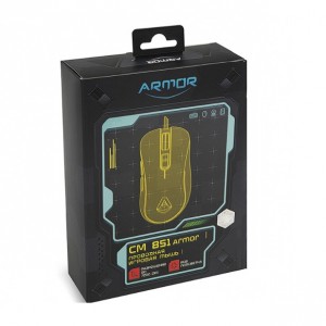 Мышь игровая CBR CM 851 Armor, оптическая, USB, до 7200 dpi, 7 програм. Кн., RGB-подсветка, ABS-пластик, кабель 1,5 м, чёрный
