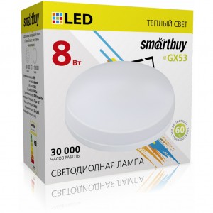 Светодиодная (LED) Tablet GX53 Smartbuy-8W/3000K/Мат рассеиватель (SBL-GX-8W-3K)