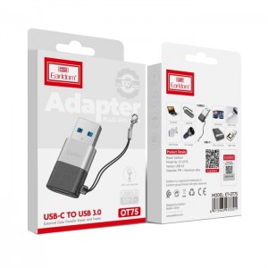 Переходник Type-C - USB(f) Earldom ET-OT75, плоский, пластик, OTG, цвет: черный