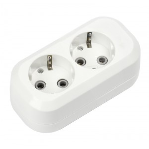 Розеточная колодка, 2 гнезда 16А/3,5кВт c заземлением (SBE-16-2-00-Z)