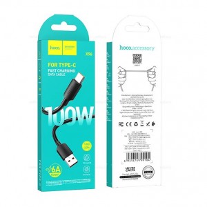 Кабель USB - Type-C HOCO X96 Hyper 1.0м, 6,0А, 100Вт, цвет: черный
