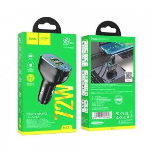 Блок питания автомобильный 2 USB, 2 Type-C HOCO NZ11, Guide, цвет: чёрный