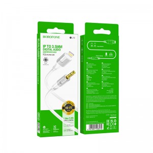 Кабель AUX, Jack 3,5mm(m) - 8 pin(m) Borofone BL19, 1.0м, цвет: белый