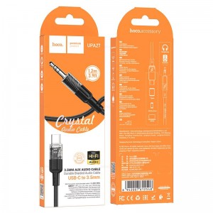Кабель AUX, Type-C(m) - Jack 3,5mm(m) HOCO UPA27, 1.0м, цвет: чёрный