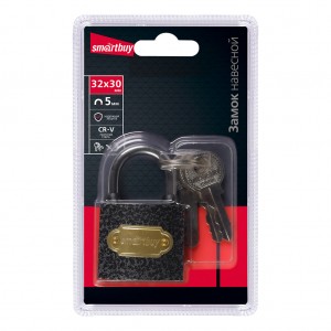 Замок навесной, корпус 32*30 мм, дужка d5 мм, 3 кл., Smartbuy