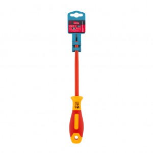 Диэлектрическая отвертка шлицевая SL3x100, до 1000В, VDE, прорез.ручка, серт. испыт. Smartbuy Tools