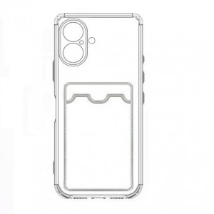 Накладка силиконовая с визитницей и защитой камеры для iPhone 16, прозрачный