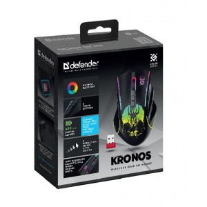 Беспроводная игровая мышь DEFENDER Kronos GM-695 черный,4кнопки,1600dpi,400мАч