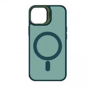 Накладка матовая magnetic wireless + защитная линза для iPhone 13, темно-зеленый