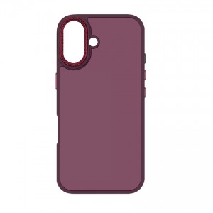 Накладка с силиконовыми краями для iPhone 16 прозрачно-матовая, бордовый