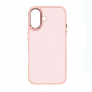 Накладка с силиконовыми краями для iPhone 16 прозрачно-матовая, розовый