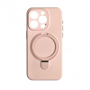 Накладка силиконовая magnetic wireless-подставка с защитой камеры для iPhone 15 Pro Max, розовый